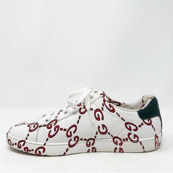 Gucci Ace GG Print Leather Sneakers Size 38 - Picture 7 of 14